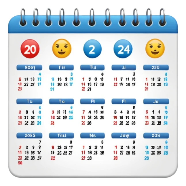ios emoji style calendar featuring just the year 2024 in bold, minimal design sticker