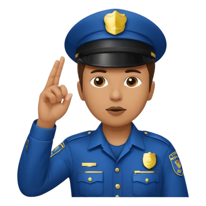 police officer facing forward blowing a whistle holding one hand up in a stop gesture sticker
