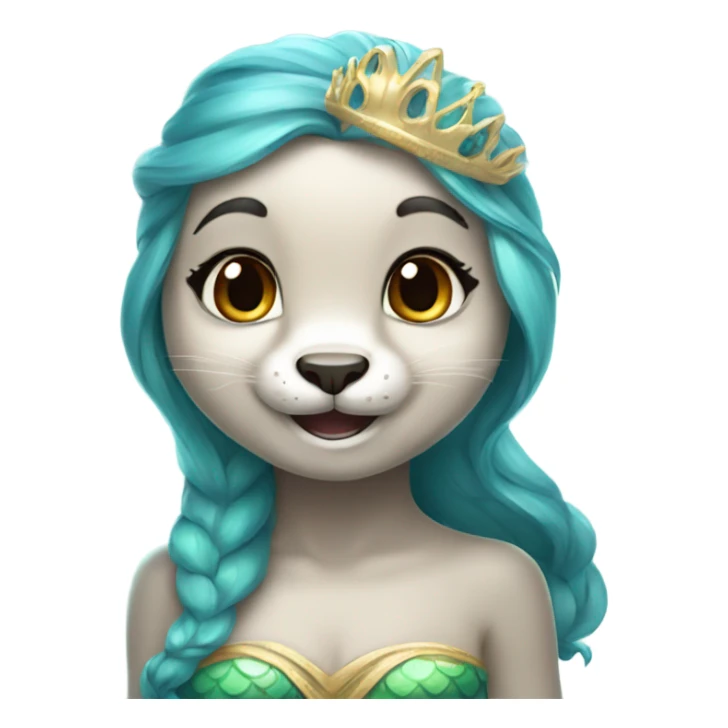 A cute and happy otter face as a mermaid princess. sticker