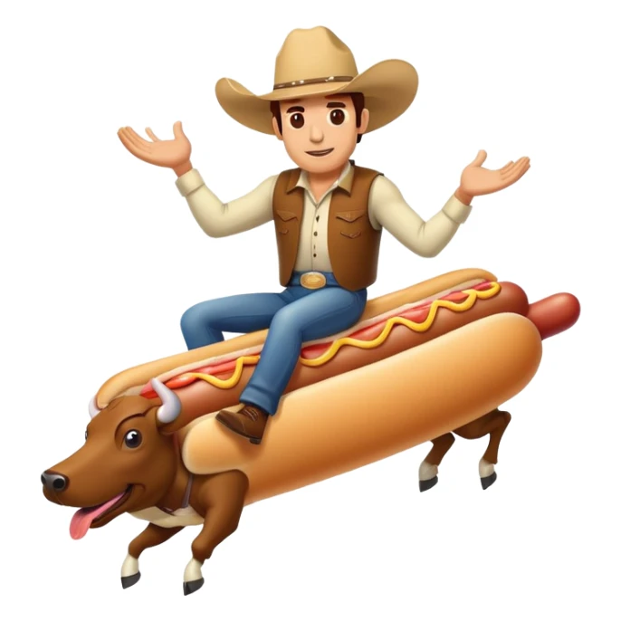 man bull riding a hot dog  sticker