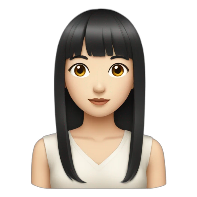 Asian girl with black hair and straight bangs sticker