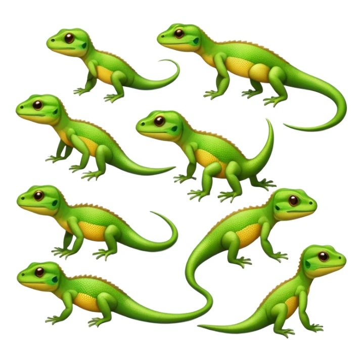 lizards with various facial expressions and behaviors sticker