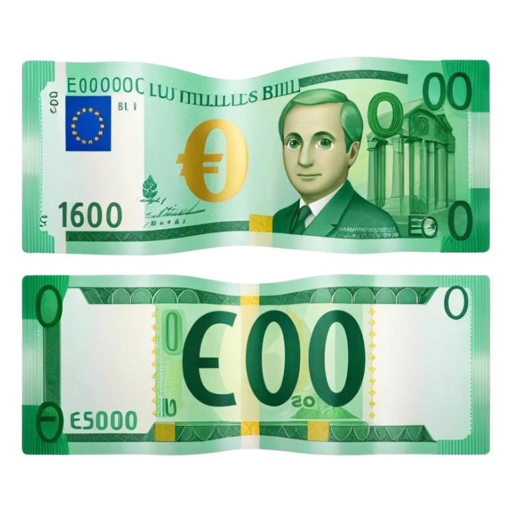 shiny green euro bill with '0€' sticker