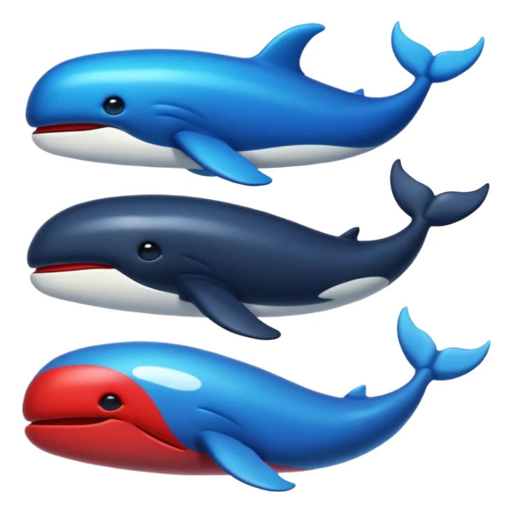 Deepseek icon whale emojis in blue black and red. sticker
