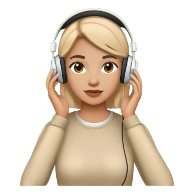 Woman with headphones in the park  sticker