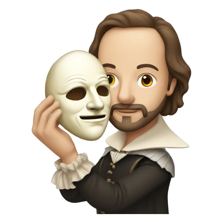 William Shakespeare holding a theater mask in his hand sticker