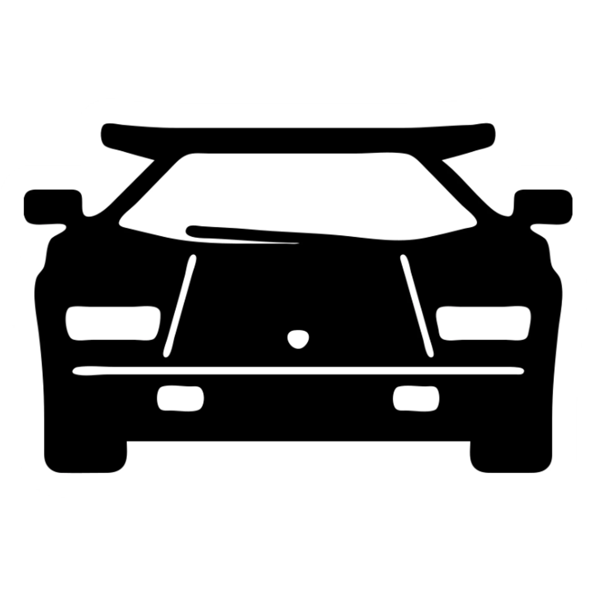 A Lamborghini Countach in a black filled icon style, front view. sticker