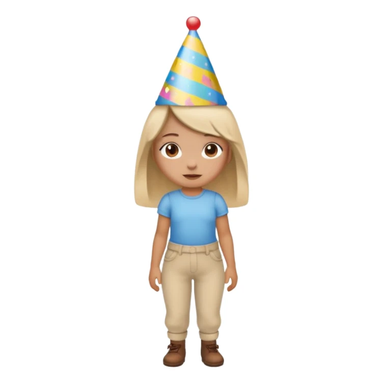 “Poopy pants” girl wearing a birthday hat  sticker