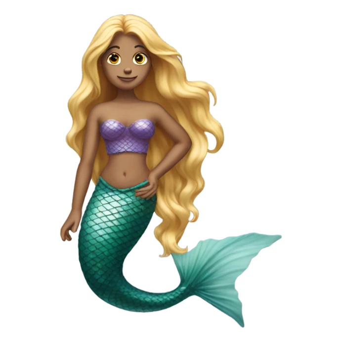 Pretty detailed mermaid with red tail and blonde hair sticker
