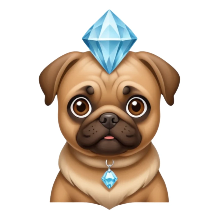 pug fawn and brown with diamond on head sticker