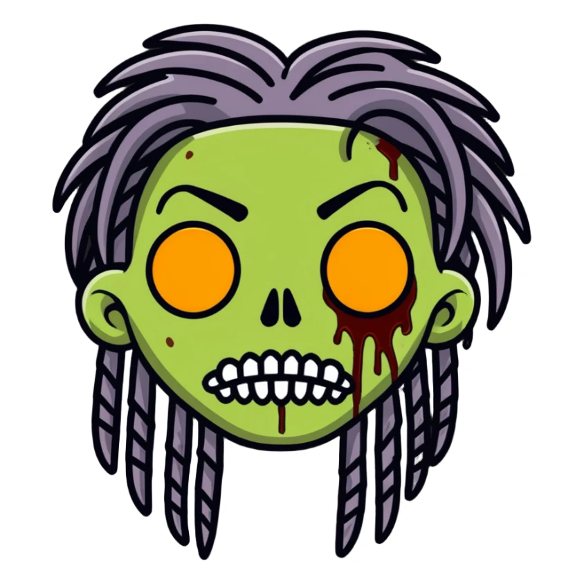 Zombie emoji but with dreads  sticker