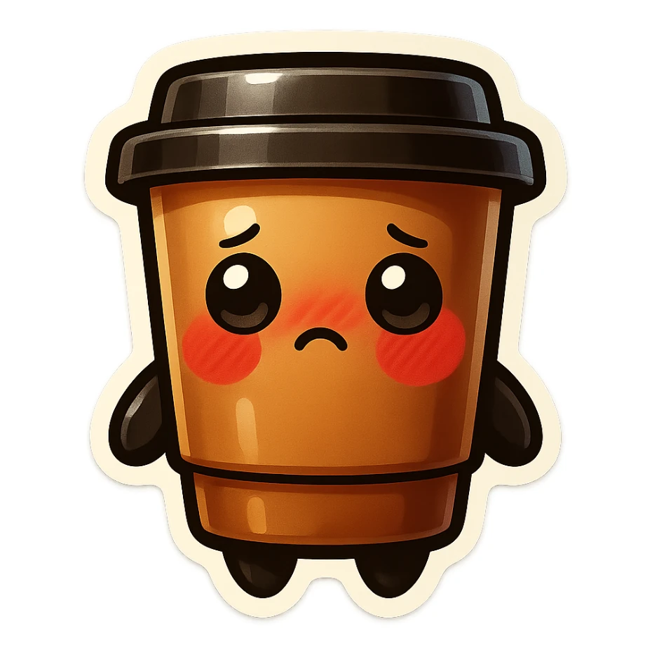 Tall coffee cup, shy, deep blush, dramatic blush sticker