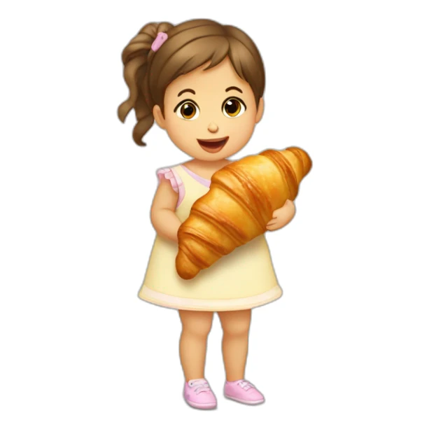 Bébé fille mange un croissant  sticker