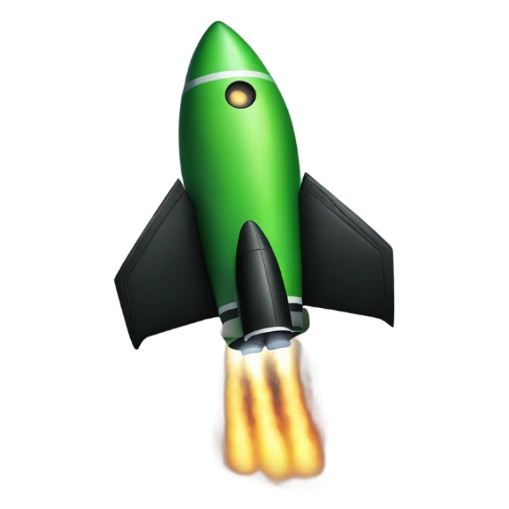 green and black rocket ship with green fire sticker
