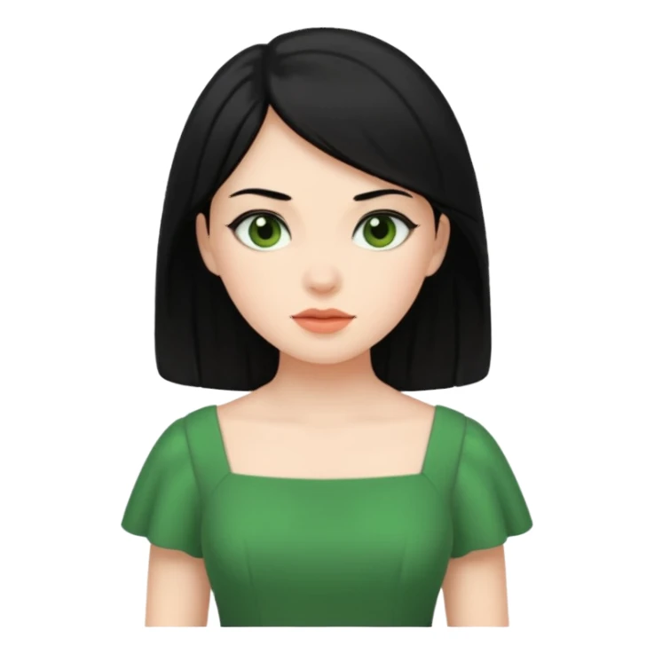 green dress black hair sticker