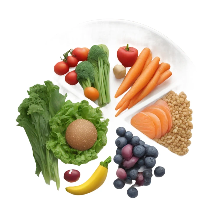 round white plate with healthy food sticker