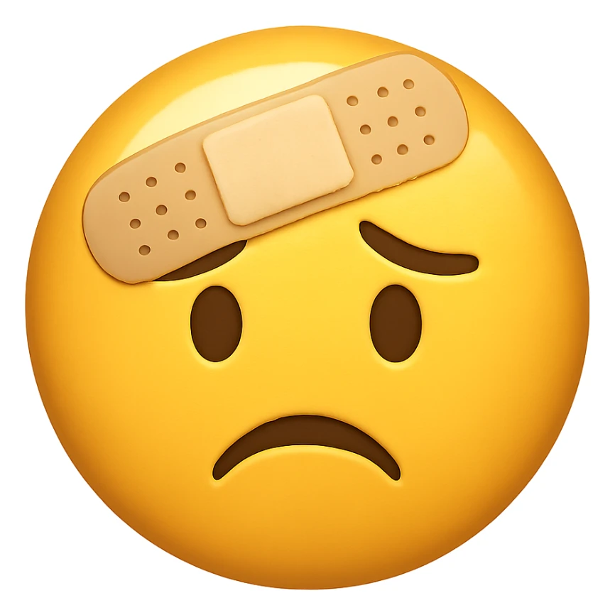 face with bandage emoji, digital illustration, no background sticker