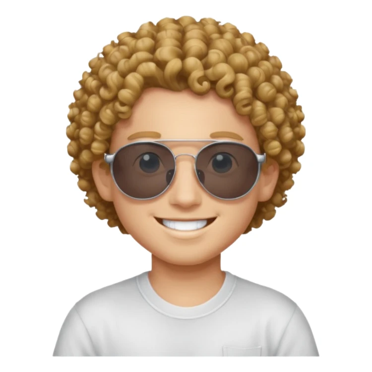 chico con pelo rizado, piel blanca y unas gafas de sol y2k sticker