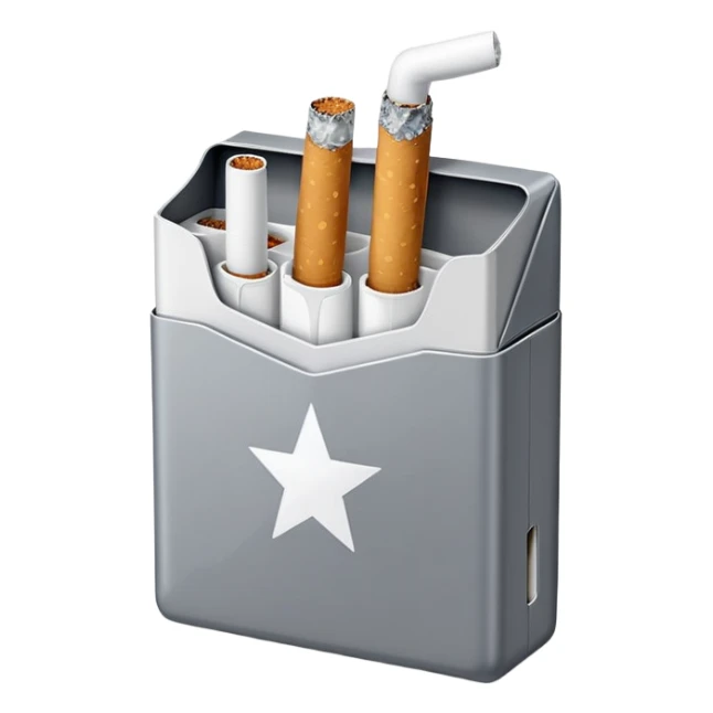 7 stars grey shining cigaret pack with a few little white cigaret inside sticker