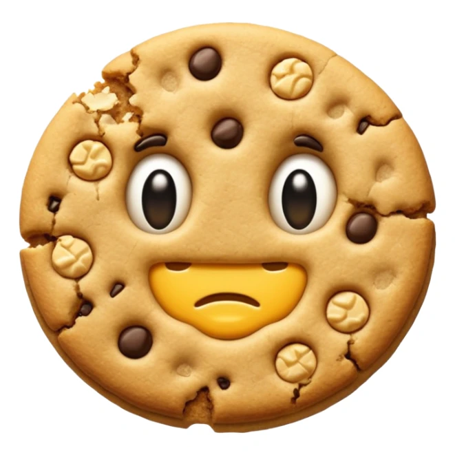 crie um emoji de um cookie mordido sticker