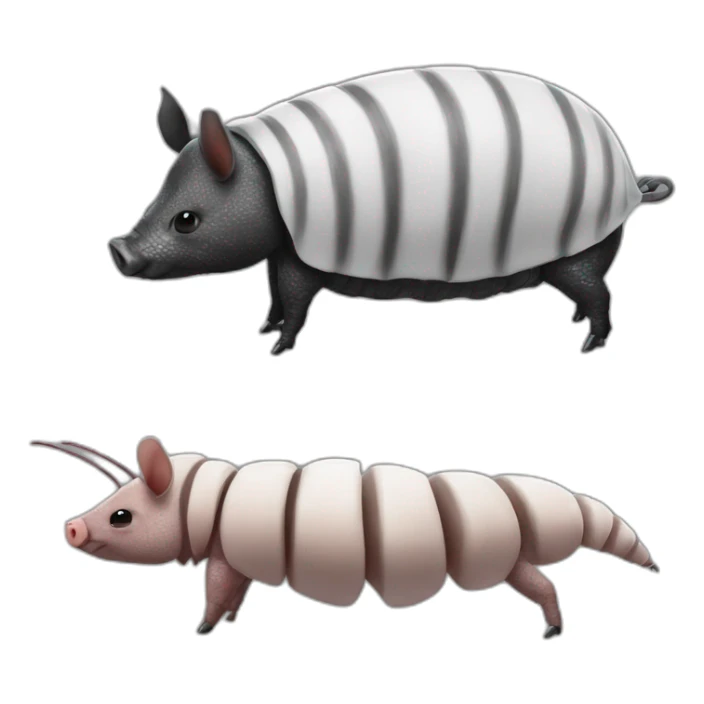Black and white pig armadillo cow centipede insect sticker