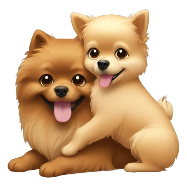 Brown pomeranian hugging blond hair girl sticker