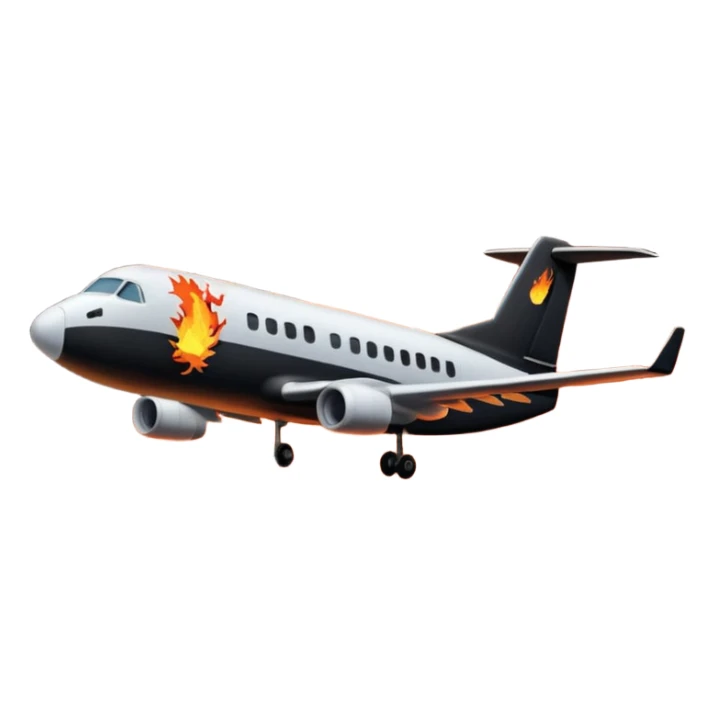 a plane crash in the middle of the night with fire and people running away sticker