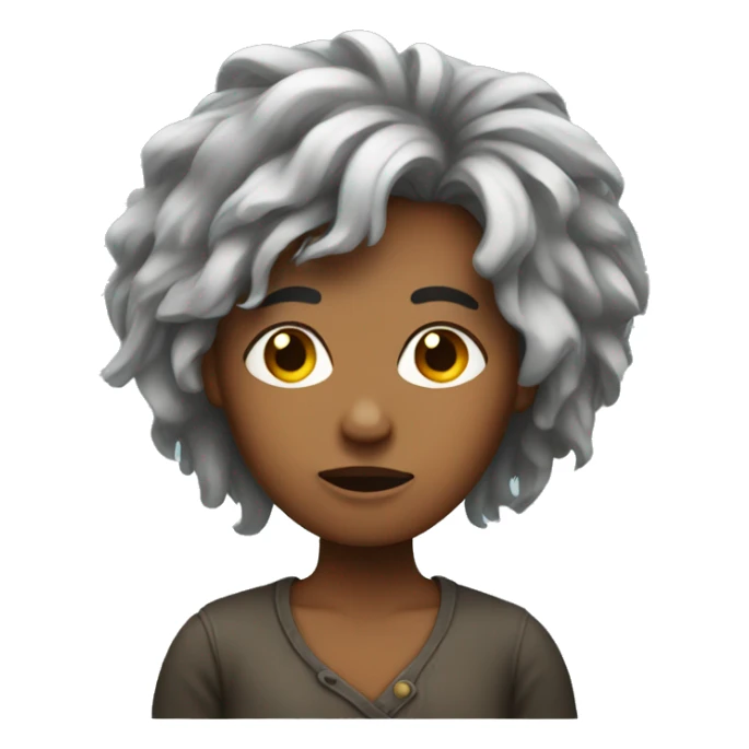 Poor women with messy hair sticker