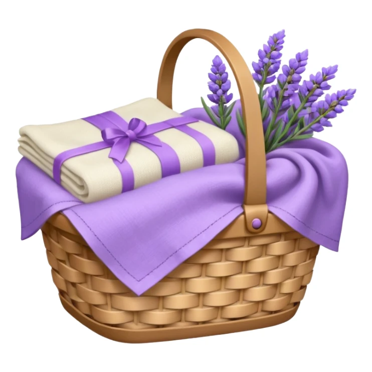Basket of linens and lavender sticker