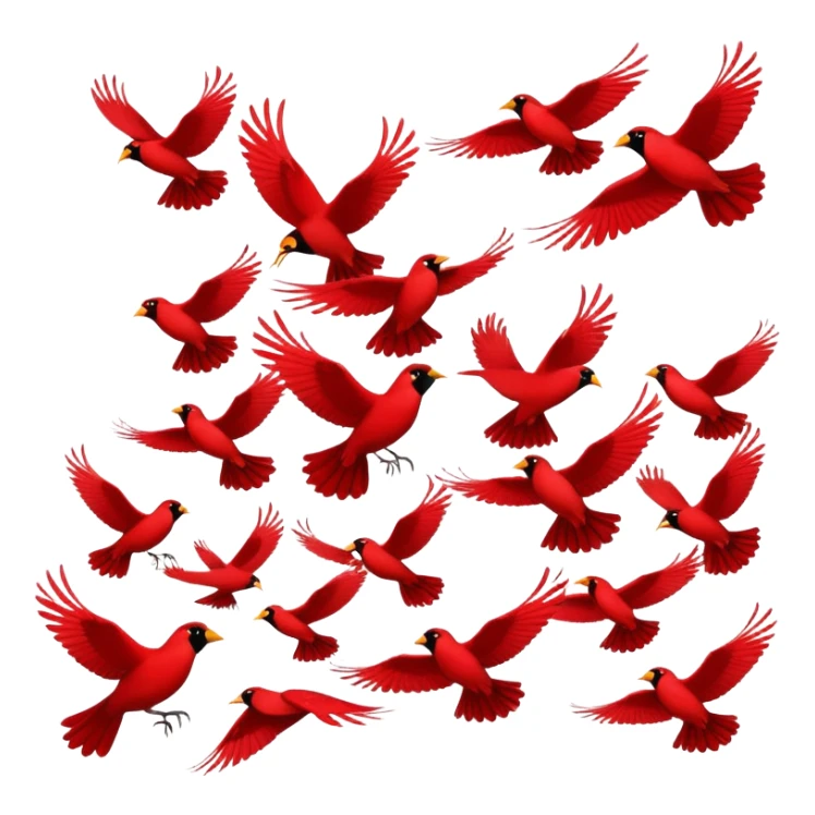 flock of red birds sticker