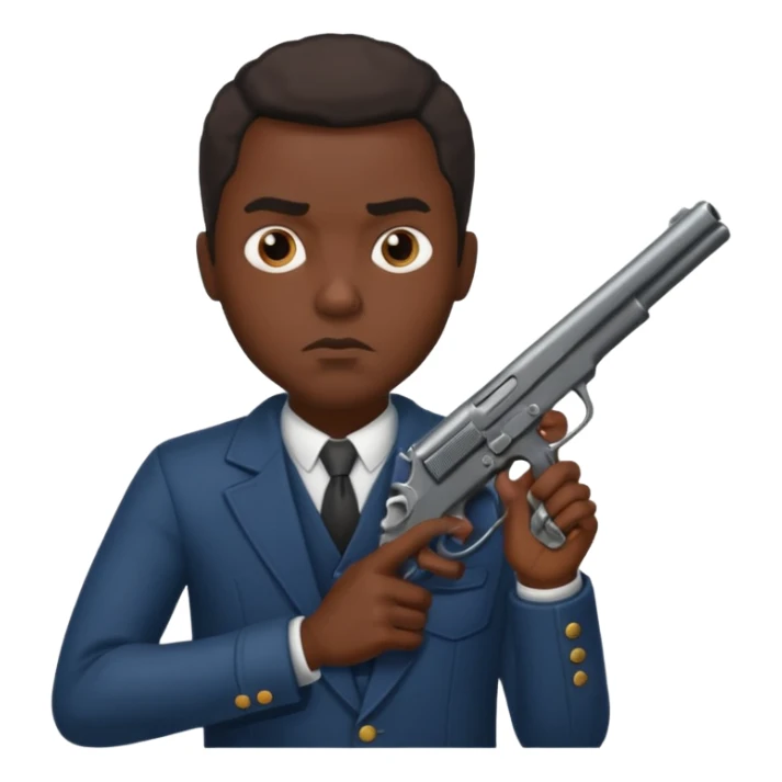 Black guy in a Shystie holding a gun sticker
