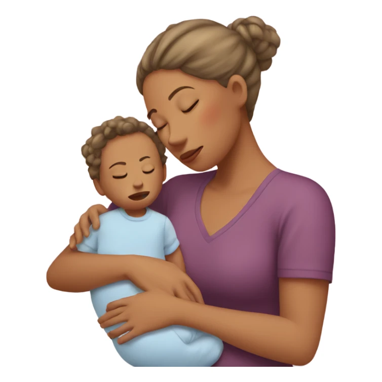 tired mom with baby sticker