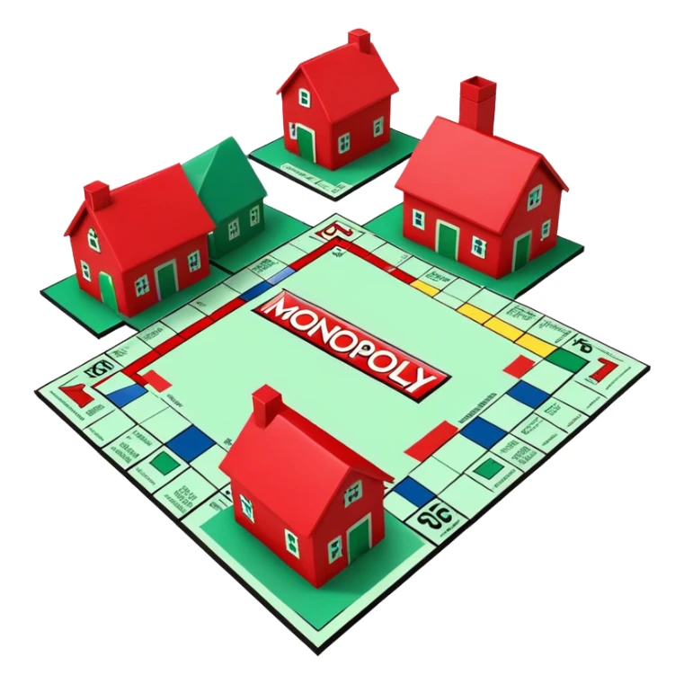 Monopoly Green and red houses sticker