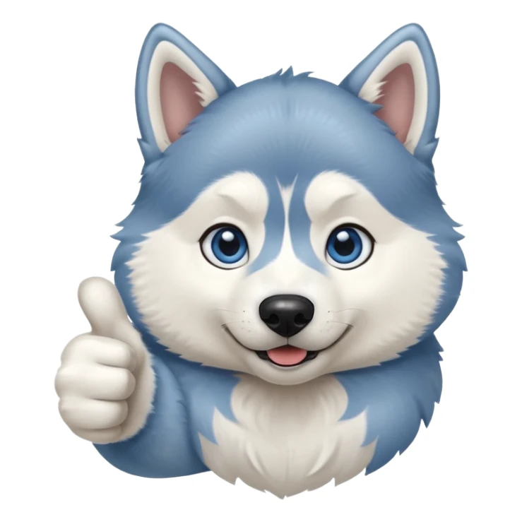 A husky dog with blue eyes doing a thumbs up sticker