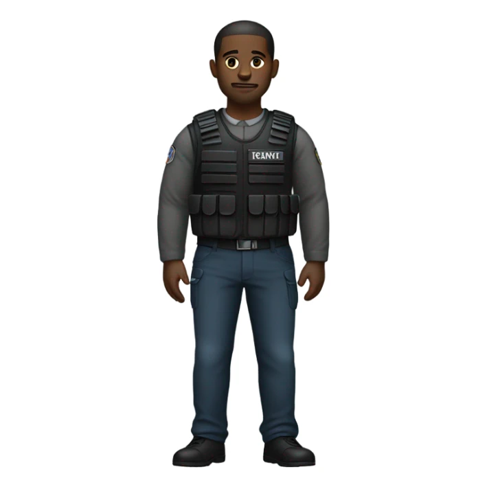 black man standing full body with stab vest  sticker