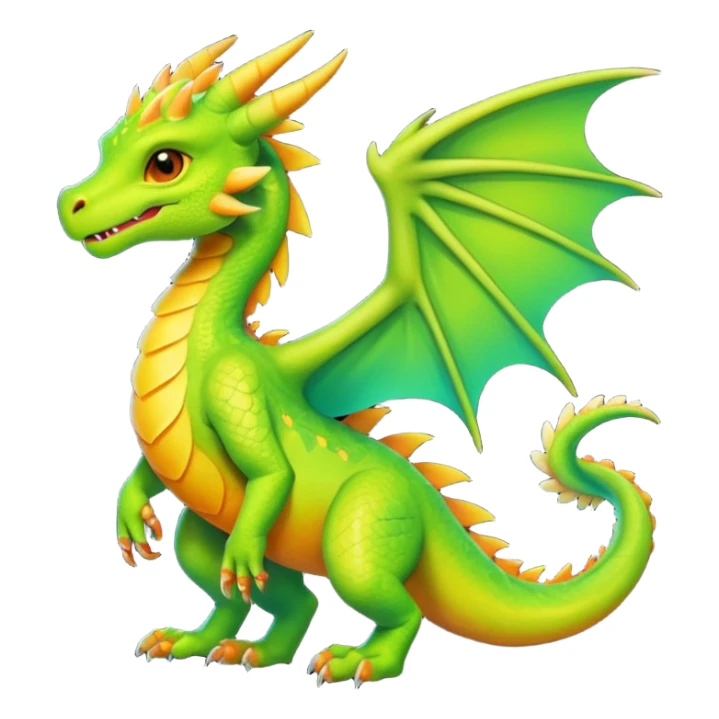 Dark Tropical Mango-Lime Gradient-Skinned Marked Vibrant Vernid-Dutch-Angel-Dragon-creature (full body) sticker