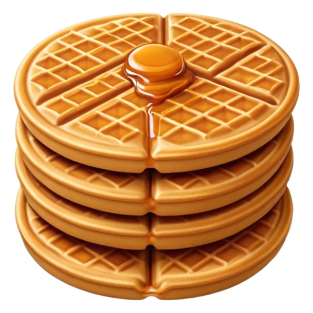 Cinematic Realistic Stroopwafel Dessert Emoji, depicted as a delicate caramel-filled waffle cookie rendered with crisp textures and warm, inviting lighting. sticker