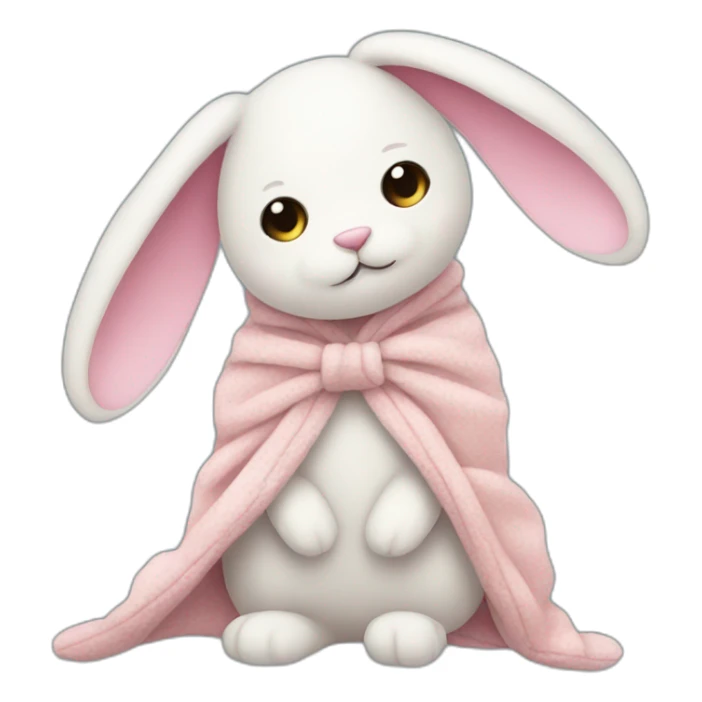 stuffed animal bunny that only has one eye and has a blanket as a tail sticker