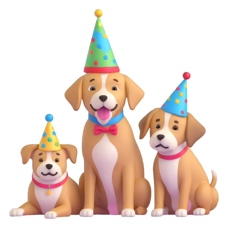 boy and his dog at party with party hats sticker
