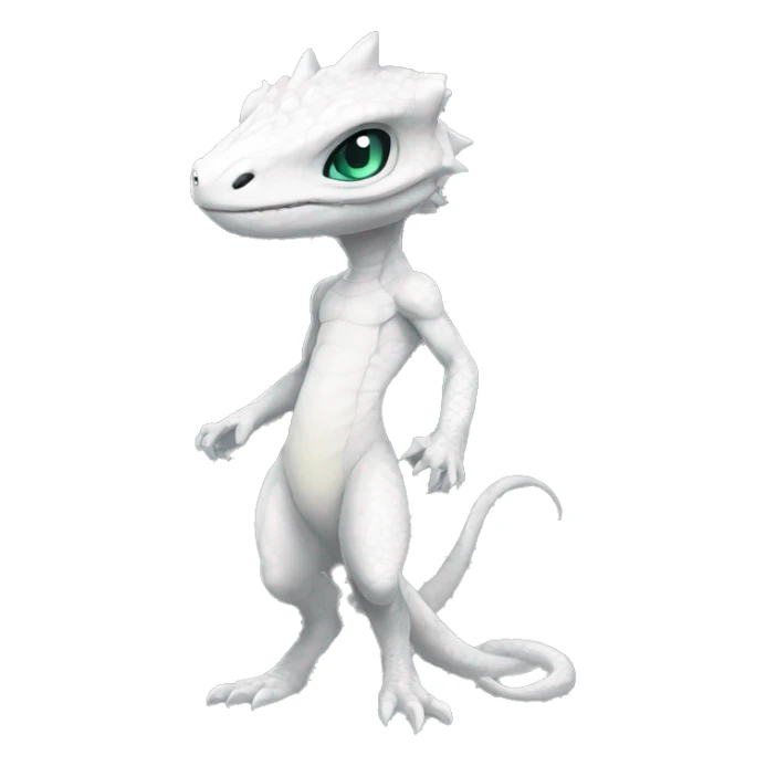 Chibi, White, Anthro-Sona-Lizard-Alien-Fakémon, Full Body sticker