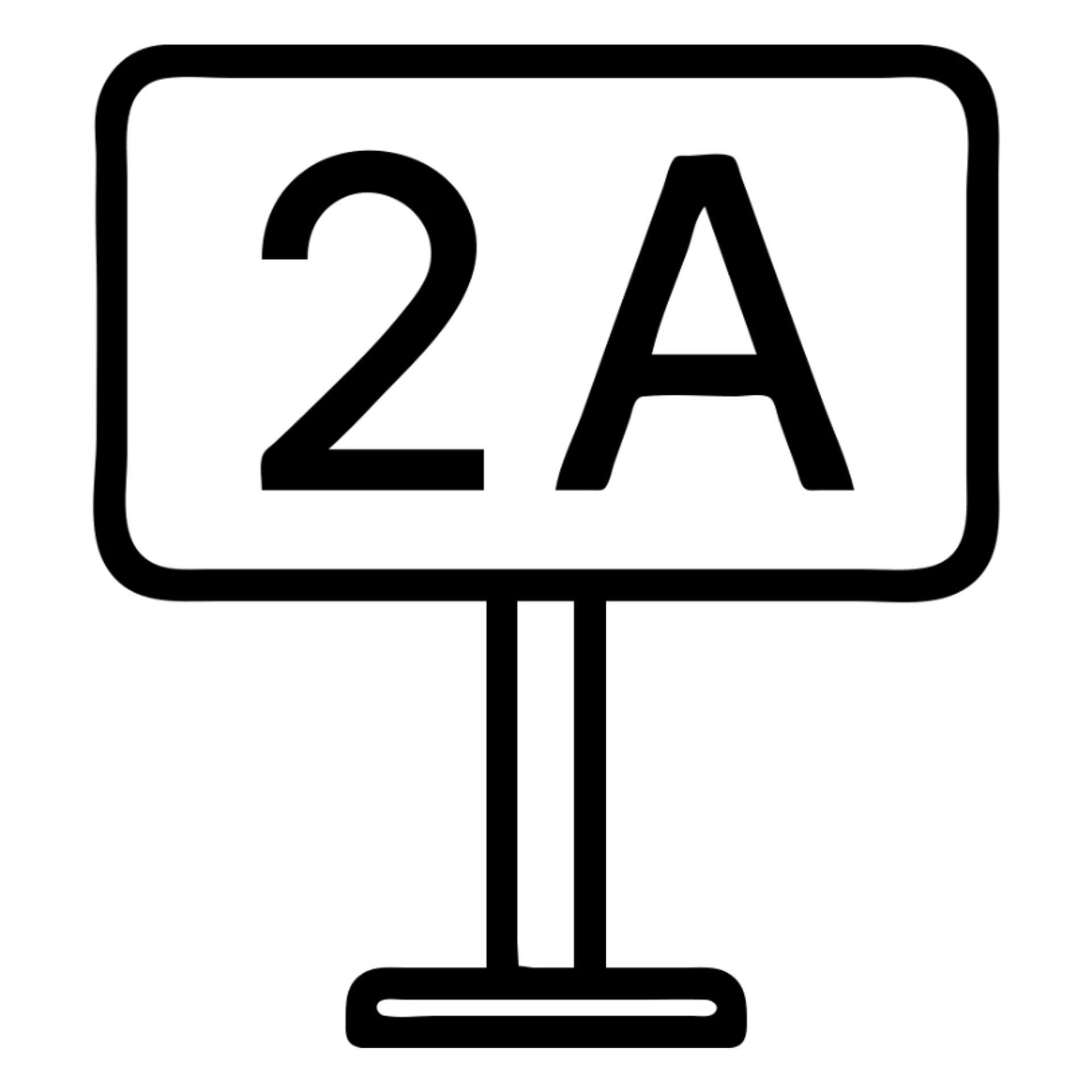 icon with number 2 and letter A, stylized as a school sign, minimalist sticker