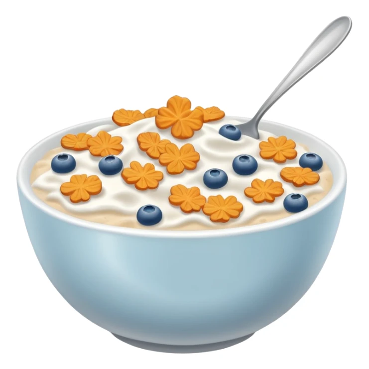a bowl of cereal with milk with no spoon sticker