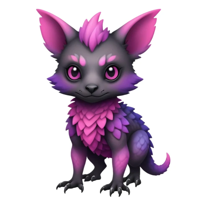 Cool Edgy Black-pink-purple-gradient badass Trico-animal-creature full body sticker