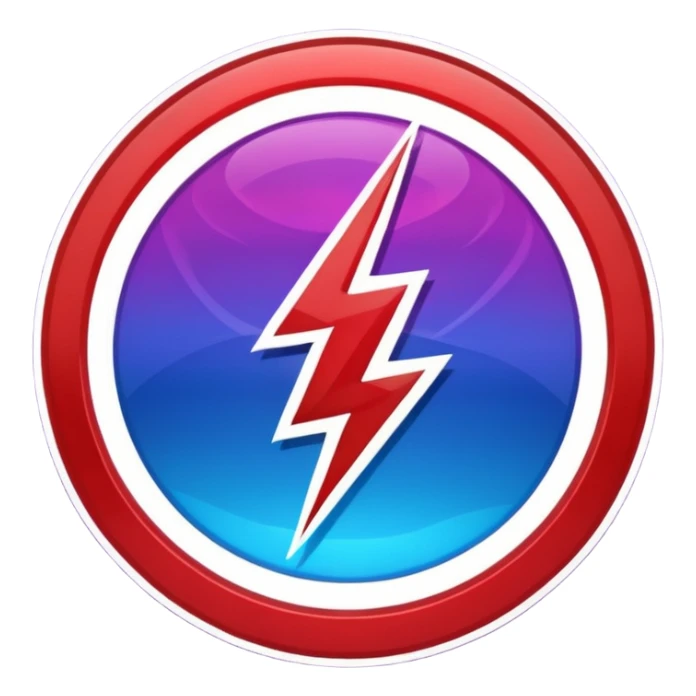 Red and blue lightening in a circle shape with effects like real lightening with purple effects  sticker