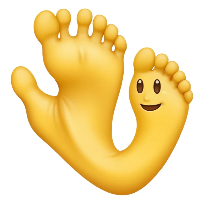 yellow emoji smelling and holding foot sticker