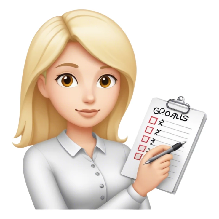 setting goals with check boxes on the paper but keep the hand with pen and have goals written on top. sticker