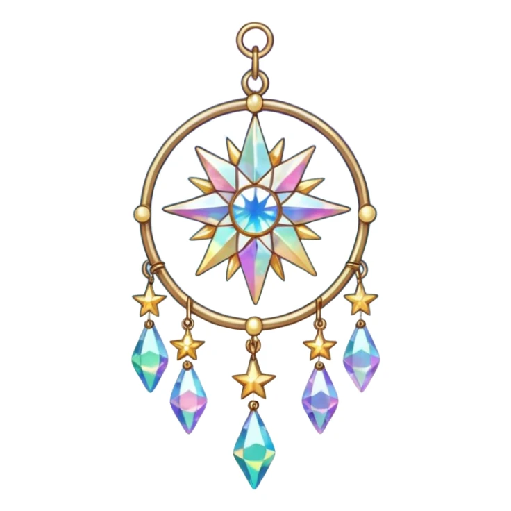 Sparkly glittery aesthetic chained I ridescent suncatcher hanging crystals and tiny stars aesthetic decoration sticker