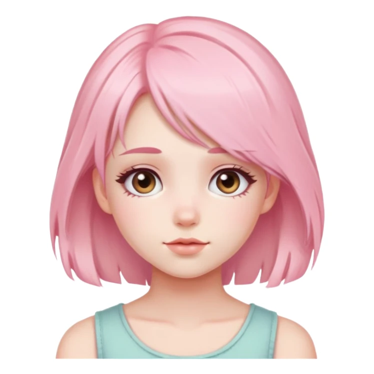cute soft girl with blush and pastel pink hair sticker