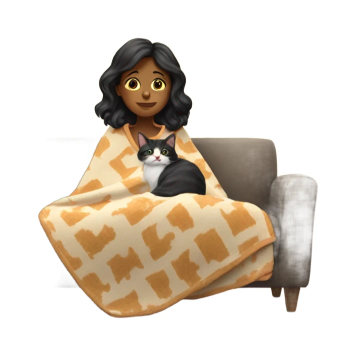 Girl watching tv covered with a cat blanket  sticker