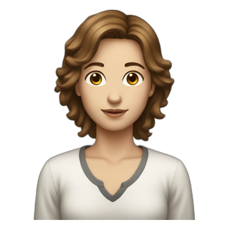 Person with brown hair tall white sticker